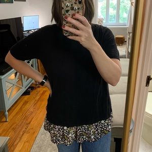 Loft, Large, Black and floral faux layered top